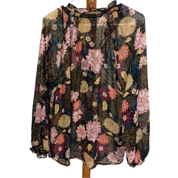 Democracy Multicolor Floral Sheer Blouse - Picture 2 of 3